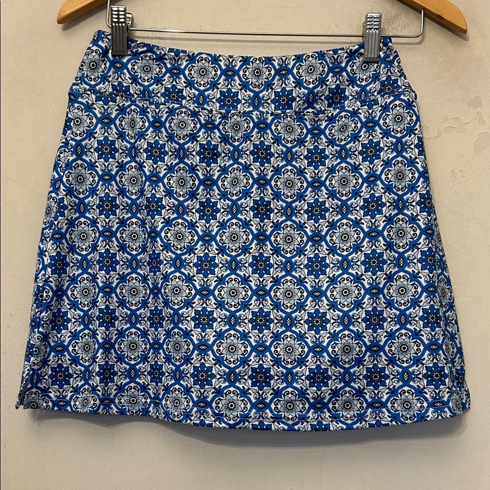 Ekouaer Blue and White Patterned Women's Skort Size S New